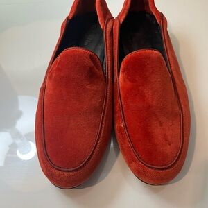 Woman Burn Orange Velvet J.Mclaughtlin Luna Velvet Loafers Made in Spain Size 8